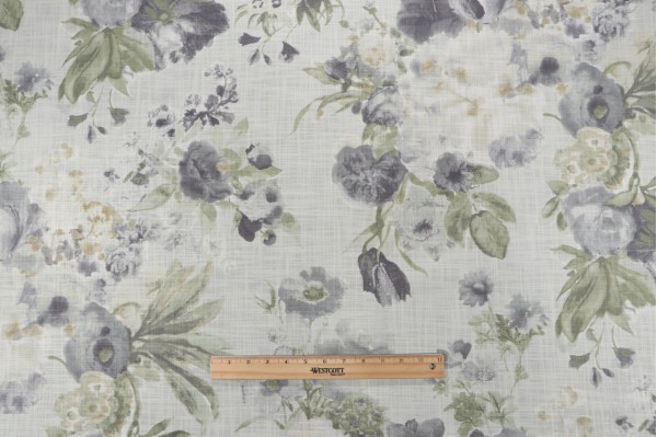 PK Lifestyles Midsummer Day Printed Cotton Drapery Fabric in Vapor 