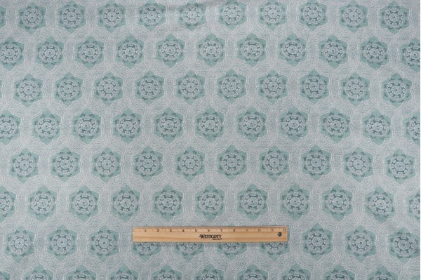 PK Lifestyles Trinket Printed Cotton Drapery Fabric in Juniper 