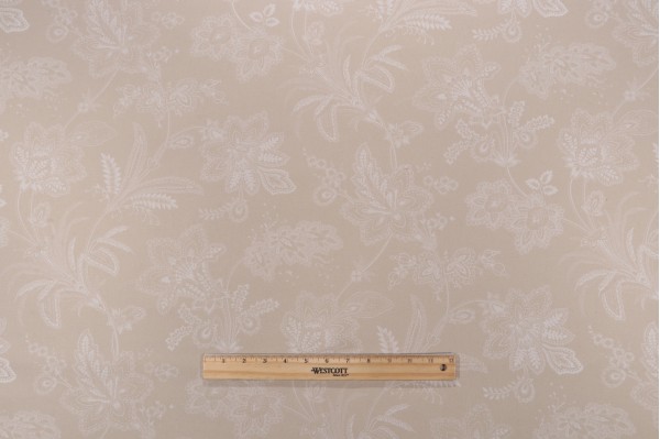 Sample of Waverly Follow The Trail Printed Denim Decorator Fabric in Flax 