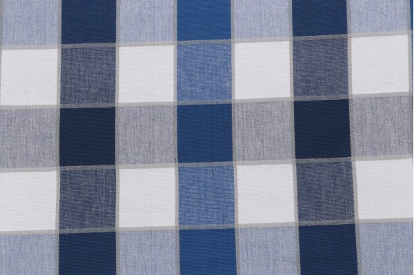 Laura & Kiran Buffalo Check Woven Upholstery Fabric in Indigo Sky 