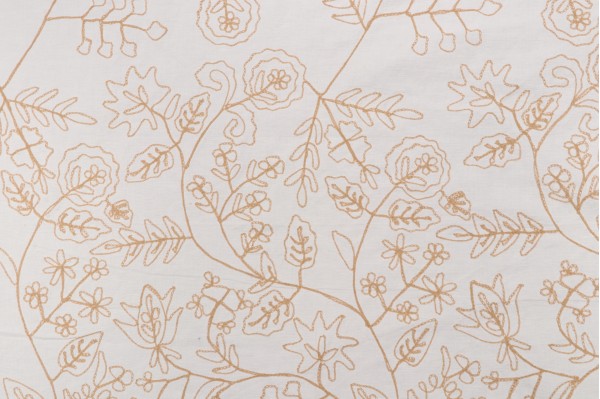 Laura & Kiran Floral Embroidered Drapery Fabric in Dune 