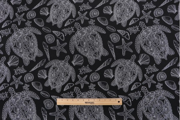Terrasol-Turtle Beach Printed Outdoor Fabric in Ebony 
