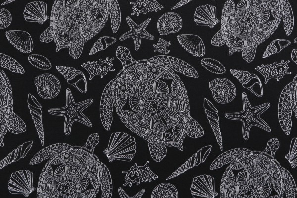 Terrasol-Turtle Beach Printed Outdoor Fabric in Ebony 