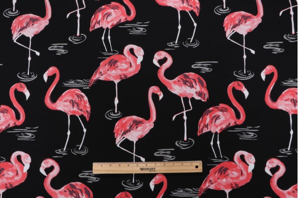 Terrasol-Flamingo Printed Outdoor Fabric in Black 