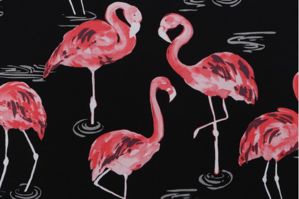 Terrasol-Flamingo Printed Outdoor Fabric in Black 