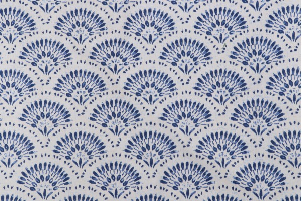 Amelia Printed Twill Drapery Fabric in Indigo 