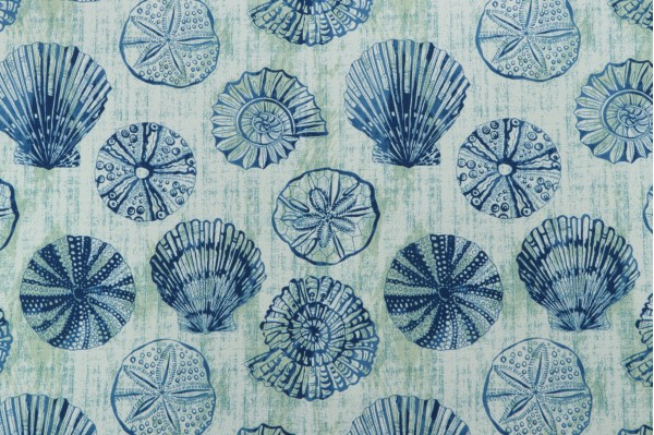 Terrasol-Seashell Printed Polyester Outdoor Fabric in Mist 
