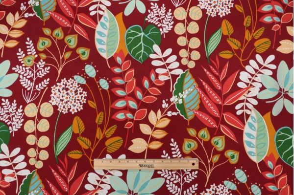 Richloom Windcrest Printed Polyester Outdoor Fabric in Mulberry 