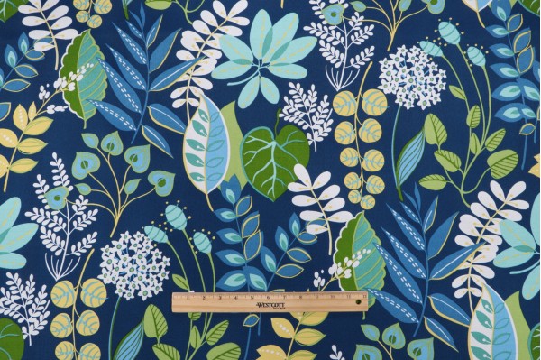 Richloom Windcrest Printed Polyester Outdoor Fabric in Navy 