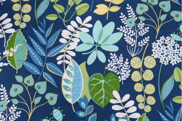 Richloom Windcrest Printed Polyester Outdoor Fabric in Navy 