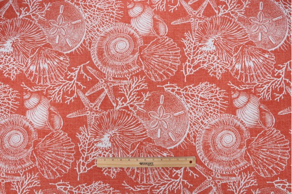 Richloom Saltwater Printed Polyester Outdoor Fabric in Coral 