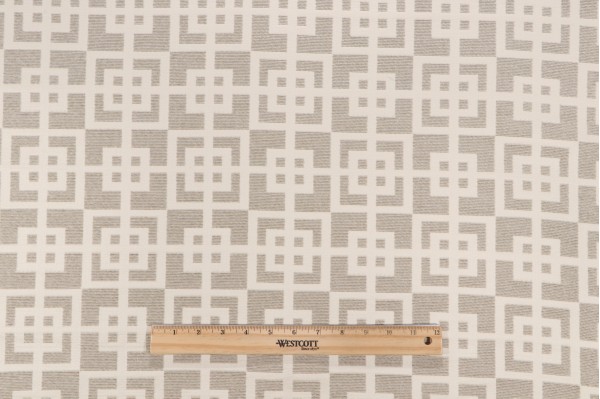 Scalamandre Time Squared Woven Upholstery Fabric in Ivory 