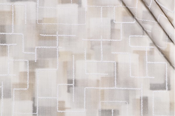 Hamilton Dinwiddie Printed & Embroidered Drapery Fabric in Wren 