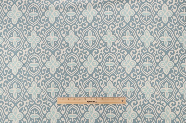 Click for Laura & Kiran Alhambra Printed Cotton Drapery Fabric in Spa  Laura & Kiran Alhambra Printed Cotton Drapery Fabric in Spa