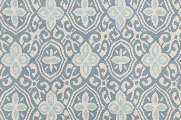 Click for Laura & Kiran Alhambra Printed Cotton Drapery Fabric in Spa  Laura & Kiran Alhambra Printed Cotton Drapery Fabric in Spa