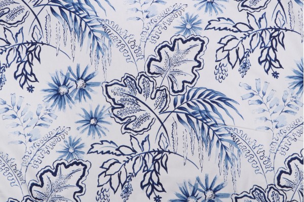 Terrasol-Amazon Printed Outdoor Fabric in Indigo 