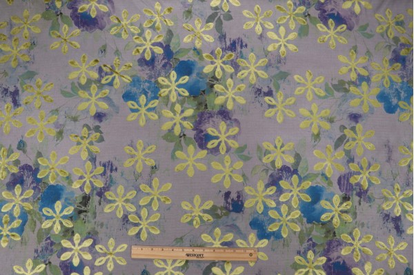 Madison Printed Velvet Decorator Fabric in Blue/Purple/Green 