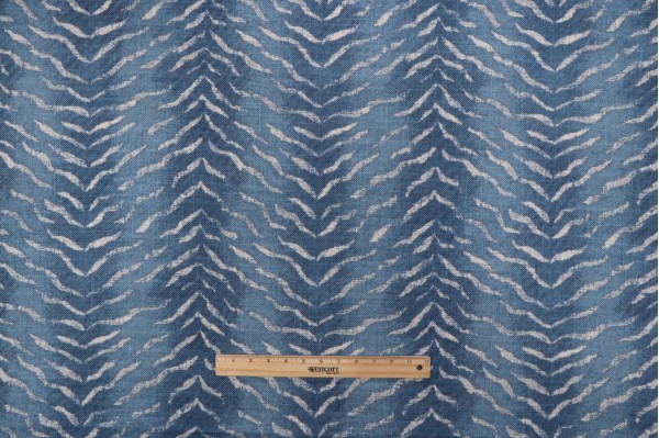 P Kaufmann Ruolan Printed Cotton Blend Drapery Fabric in Persian Blue 