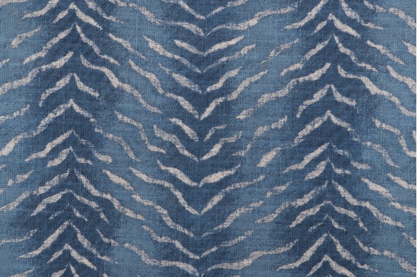P Kaufmann Ruolan Printed Cotton Blend Drapery Fabric in Persian Blue 