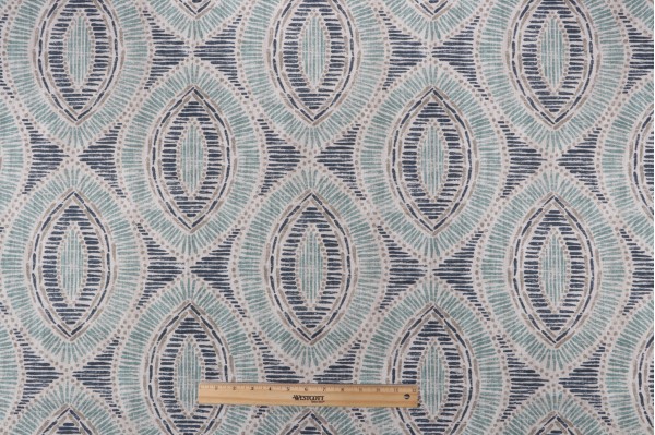 Magnolia Home Thackery Printed Cotton Drapery Fabric in Lake 