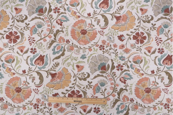 Magnolia Home Alice Printed Cotton Drapery Fabric in Apricot 