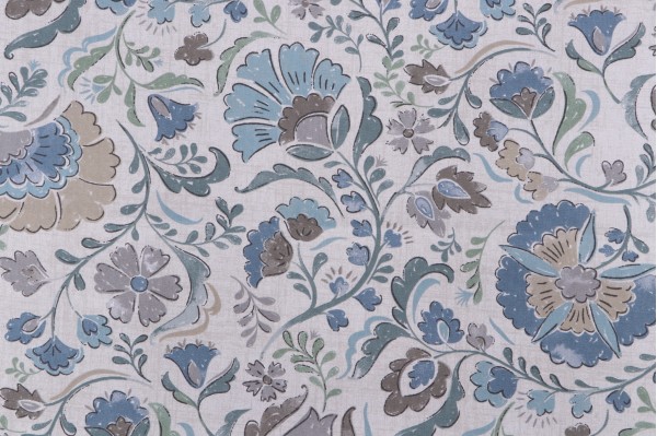 Magnolia Home Alice Printed Cotton Drapery Fabric in Denim 