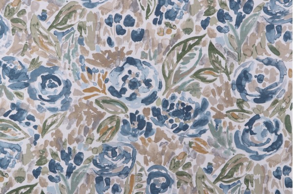 Magnolia Home Tilly Printed Cotton Drapery Fabric in Denim 