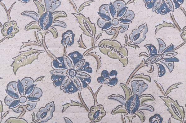 Magnolia Home Torbay Printed Cotton Drapery Fabric in Denim 
