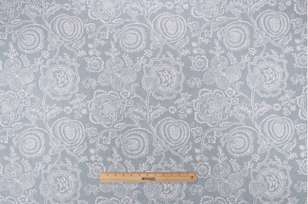 P Kaufmann Meena Printed Cotton Blend Drapery Fabric in Dove 