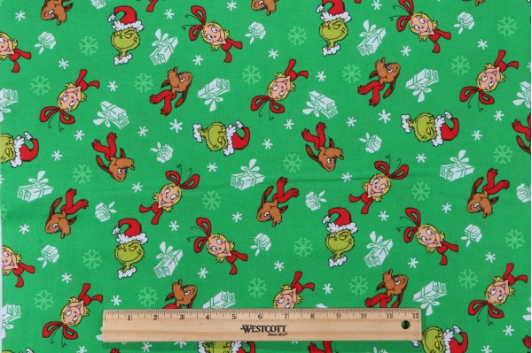 Click for 2.63 Yards Robert Kaufman How The Grinch Stole Christmas Collection ADE-74861-7 Printed Cotton Craft Fabric in Green Robert Kaufman How The Grinch Stole Christmas Collection ADE-74861-7 Printed Cotton Craft Fabric in Green