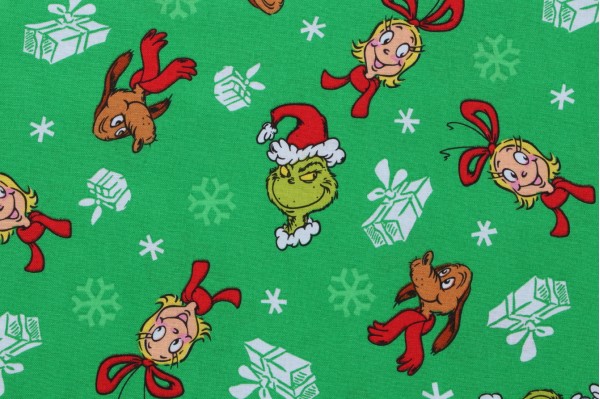 Click for 2.63 Yards Robert Kaufman How The Grinch Stole Christmas Collection ADE-74861-7 Printed Cotton Craft Fabric in Green Robert Kaufman How The Grinch Stole Christmas Collection ADE-74861-7 Printed Cotton Craft Fabric in Green