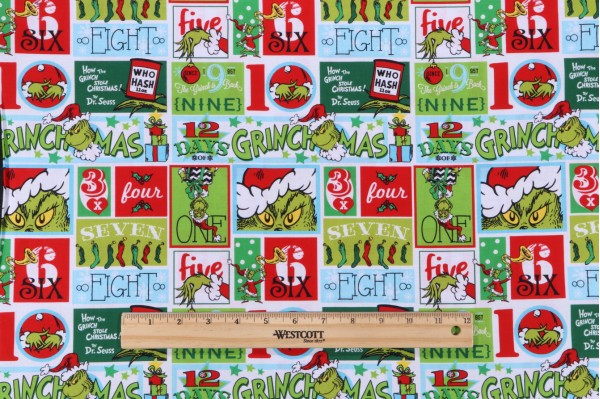 Robert Kaufman How The Grinch Stole Christmas Collection ADE-20275-223 Printed Cotton Craft Fabric in Holiday