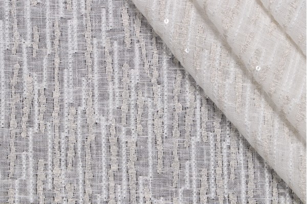P Kaufmann Nebula Sheer Embroidered Drapery Fabric in Pearl 