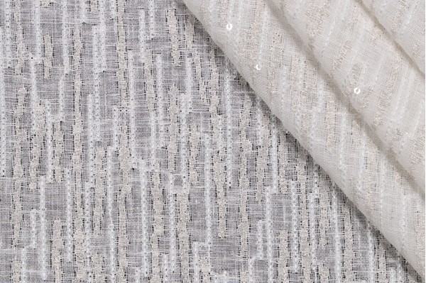 P Kaufmann Nebula Sheer Embroidered Drapery Fabric in Pearl 