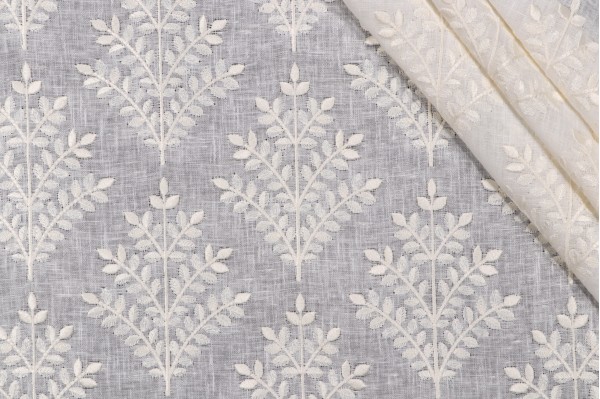 P Kaufmann Gwendolyn Embroidered Drapery Fabric in Vanilla 