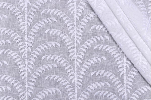 P Kaufmann Sia Sheer Embroidered Drapery Fabric in Sea Salt 