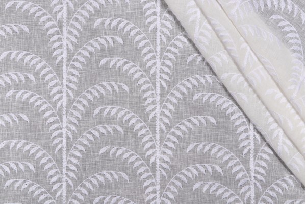 P Kaufmann Sia Sheer Embroidered Drapery Fabric in Vanilla 