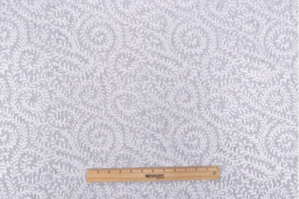 P Kaufmann Briella Sheer Embroidered Drapery Fabric in Sea Salt 