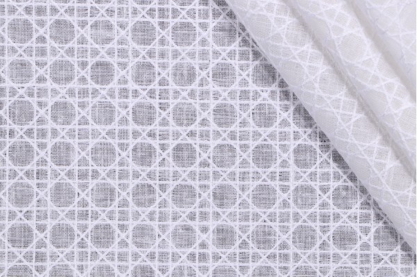P Kaufmann Ellie Sheer Embroidered Drapery Fabric in Sea Salt 