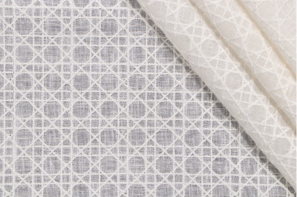 P Kaufmann Ellie Sheer Embroidered Drapery Fabric in Vanilla 