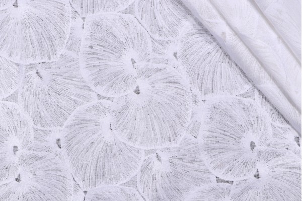 P Kaufmann Baylin Sheer Embroidered Drapery Fabric in Sea Salt 