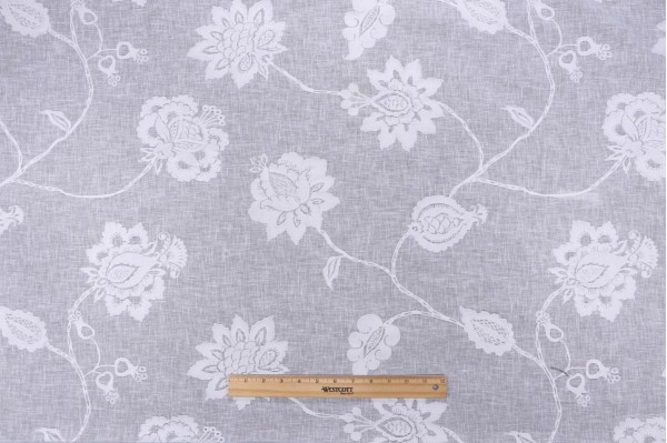 P Kaufmann Darcy Sheer Embroidered Drapery Fabric in Sea Salt 