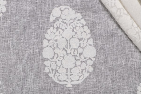P Kaufmann Victoria Sheer Embroidered Drapery Fabric in Vanilla 
