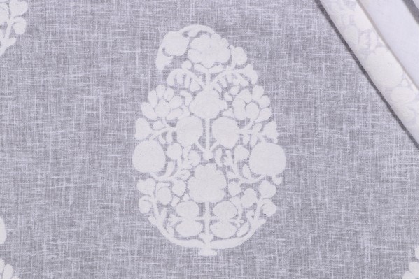 P Kaufmann Victoria Sheer Embroidered Drapery Fabric in Sea Salt 