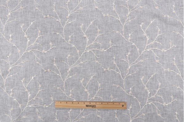 P Kaufmann Janelle Sheer Embroidered Drapery Fabric in Vanilla 