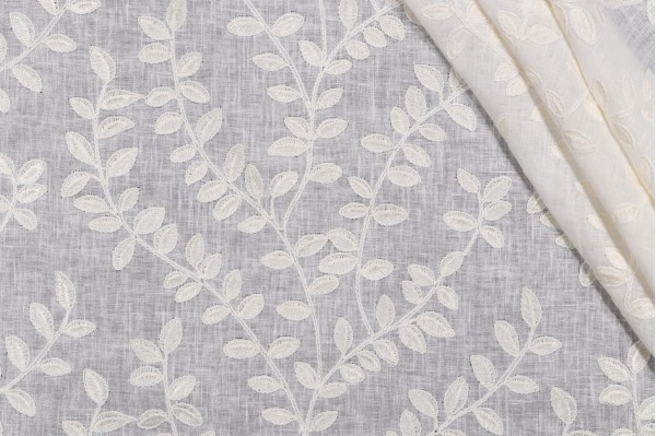 P Kaufmann Gabriella Sheer Embroidered Drapery Fabric in Vanilla 