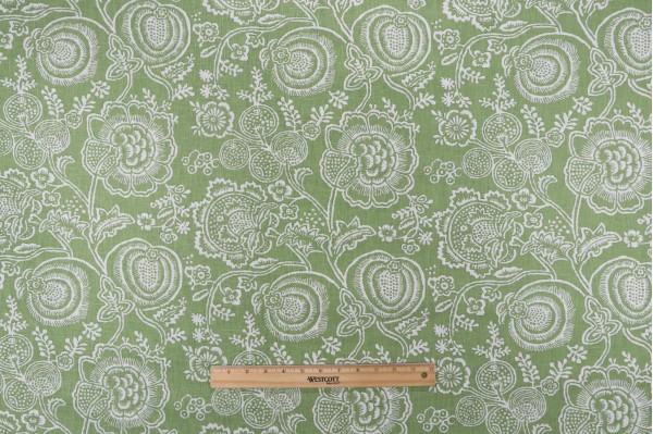 P Kaufmann Meena Printed Cotton Blend Drapery Fabric in Green 