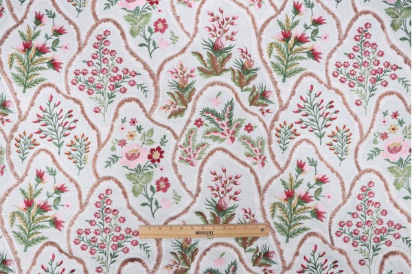 Hamilton Vickery Embroidered Drapery Fabric in Pastel 