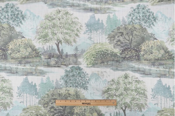 Hamilton Hillsville Printed Cotton Drapery Fabric in Mist 