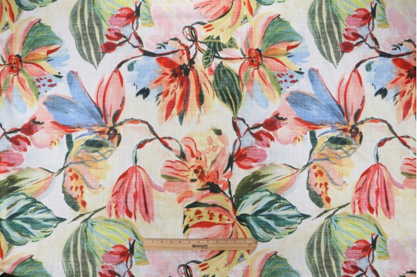 Hamilton Olivia Printed Cotton Drapery Fabric in Blossom 